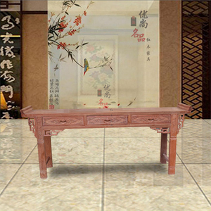 新款缅甸花梨木雕花翘头中式仿古案台 玄关桌实木红木条案供桌玄