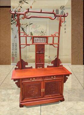 缅甸花梨木中式玄关台门厅柜衣帽架鞋柜换鞋凳组合红木进门衣帽柜