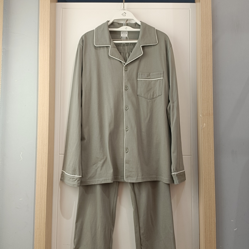都市丽人正品FH40A1男士新款家居服翻领纯棉抑菌防螨长袖长裤睡衣