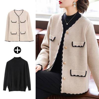 年轻妈妈洋气短款外套中年女装春秋装结婚礼服中老年小香风上衣服