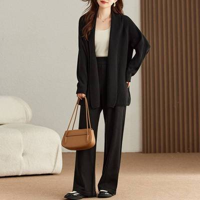 妈妈秋装2025新款时尚针织外套中老年女运动服套装休闲上衣两件套