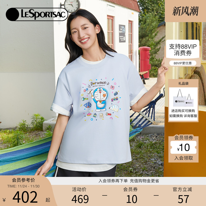 LeSportsac乐播诗携手哆啦A梦的限定设计系列印花短袖柔软凉感T恤