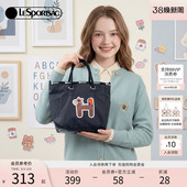 LeSportsac乐播诗新款 快乐字母系列黑色小马印花通勤手提包托特包
