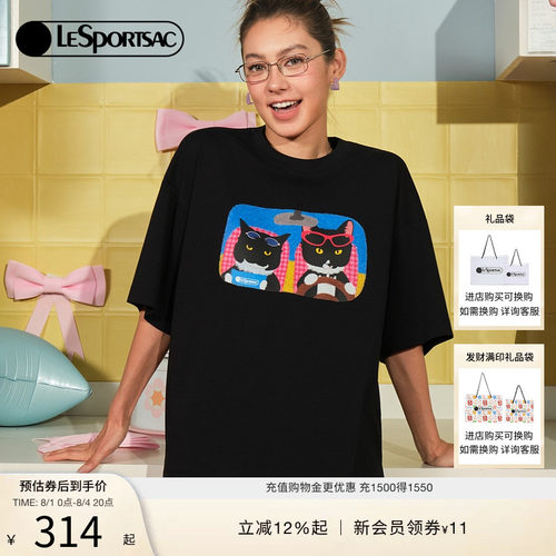 LeSportsac乐播诗夏季新款NEWNEW联名男女同款短袖休闲印花半袖
