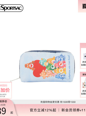 LeSportsac乐播诗新款爱心小熊联名清新蓝色手机包化妆收纳手拿包