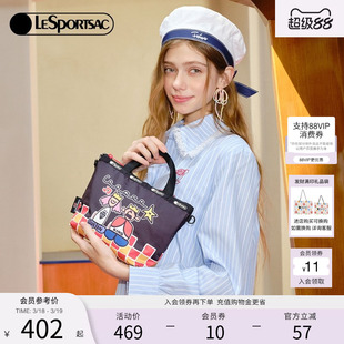 LeSportsac乐播诗新款逗鸭小确幸系列趣味印花时尚黑色手提斜挎包