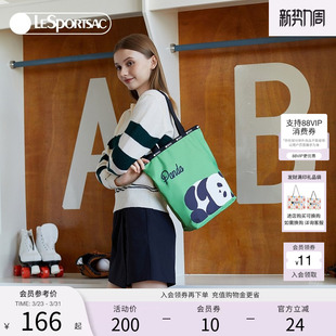 LeSportsac乐播诗新款 Trendy潮流系列趴趴熊猫单肩包拉链托特包