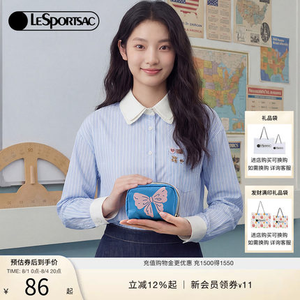 LeSportsac乐播诗新款潮流系列可爱猫猫头零钱收纳包外出手拿包女
