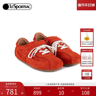 LeSportsac乐播诗新款生活方式系列魔术贴薄底运动鞋真皮德训鞋女