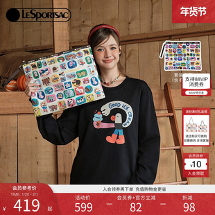 LeSportsac乐播诗卫衣套组逗鸭联名早秋卫衣搭同款印花便携收纳袋