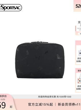 LeSportsac乐播诗新款CLASSIC系列简约黑色小猫化妆收纳包手拿包