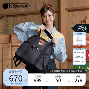 LeSportsac樂(lè)播詩(shī)新款 黑色雙肩包女大容量背包逗鴨聯(lián)名通勤電腦包