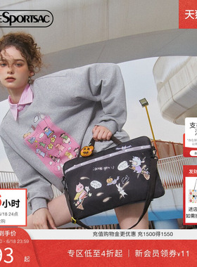LeSportsac乐播诗新款小羊波德莱尔系列黑色印花手提电脑包斜挎包