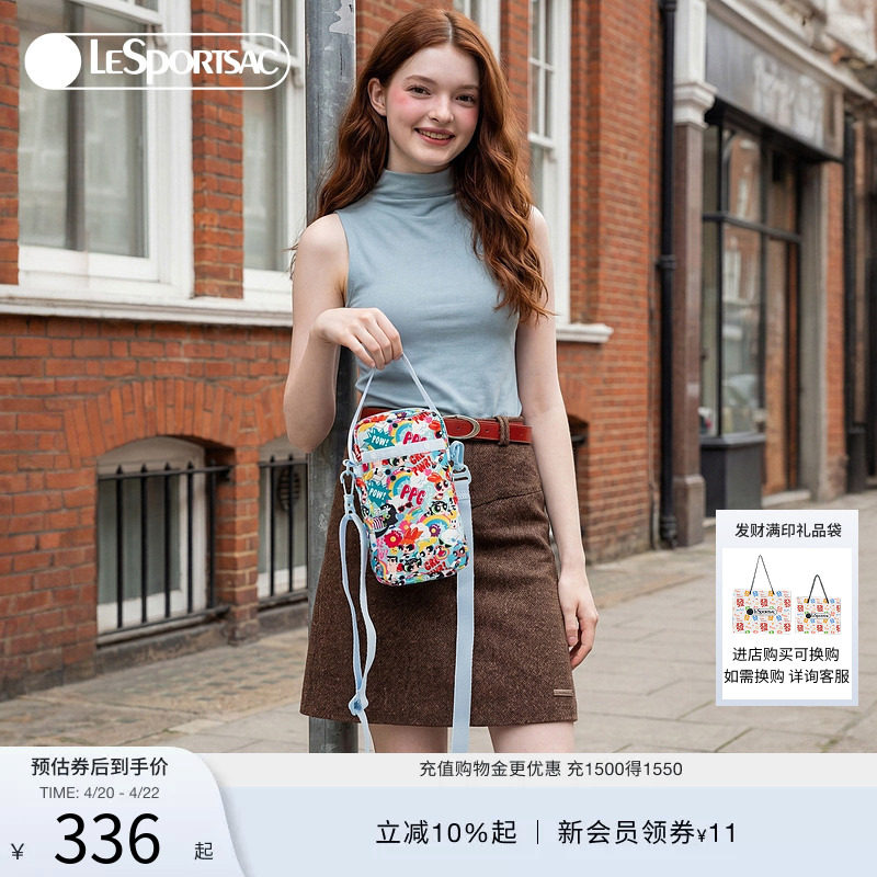 LeSportsac乐播诗新款飞天小女警™系列卡通满印休闲手机包斜挎包