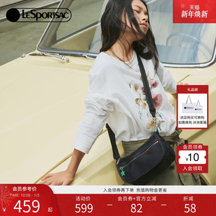 LeSportsac乐播诗25新款 炫彩星河系列亮面黑色简约腋下包女斜挎包