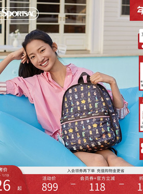 LeSportsac乐播诗25新款小羊波德莱尔黑色卡通背包大容量双肩包女