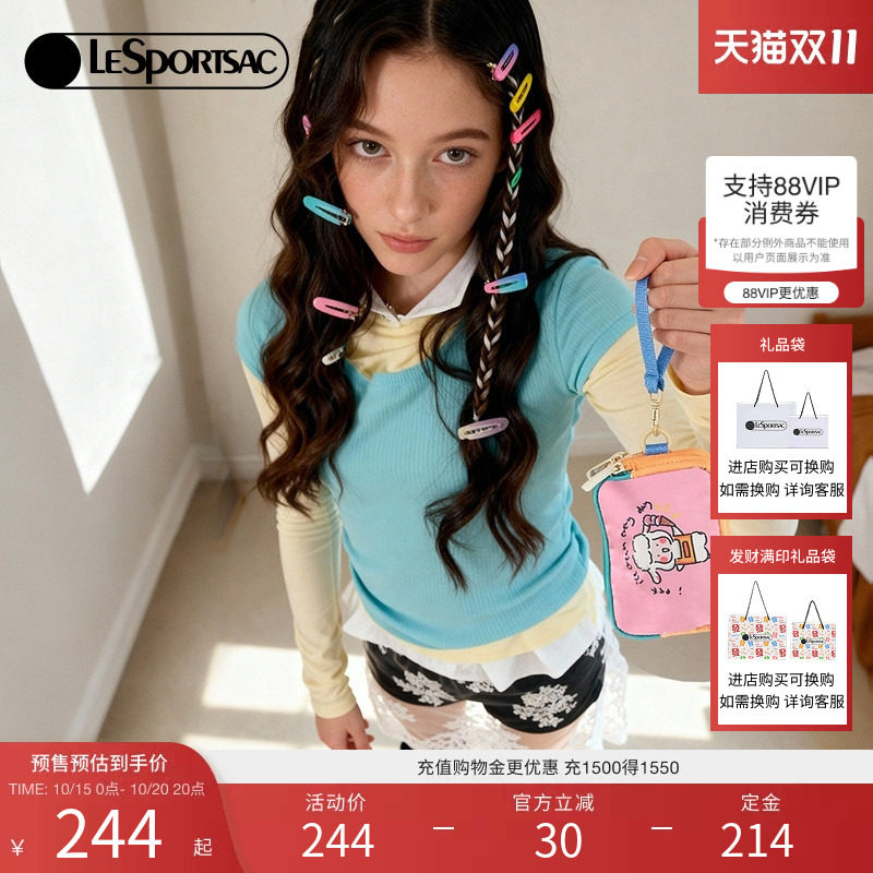 LeSportsac乐播诗小羊波德莱尔卡通钱包隔层卡包女款小包手拿包