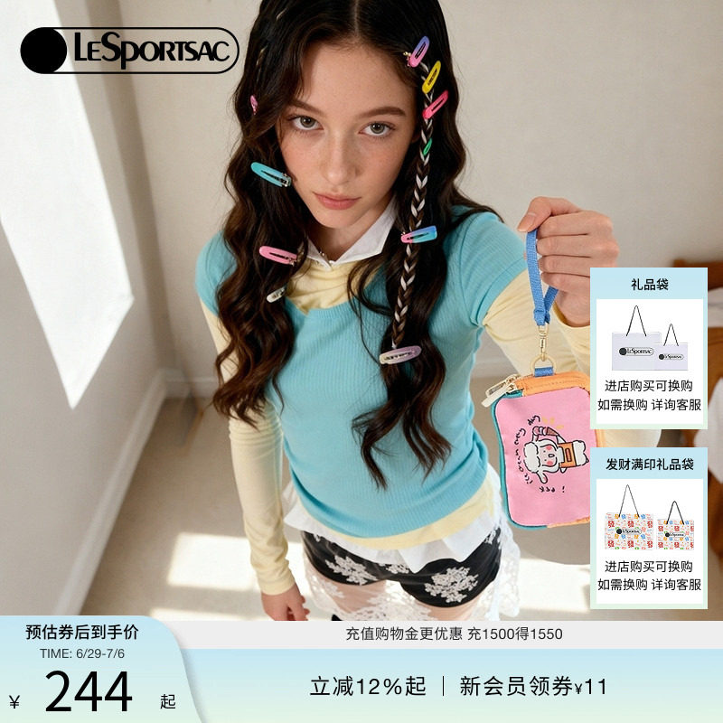 LeSportsac乐播诗小羊波德莱尔卡通钱包隔层卡包女款小包手