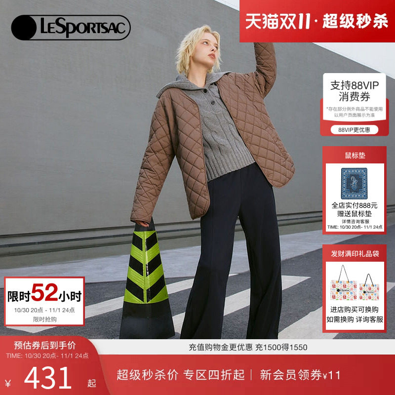 LeSportsac乐播诗LIFESTYLE系列纯色立体显瘦直筒裤卫裤女长裤