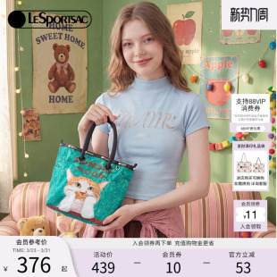 LeSportsac乐播诗新款NEWNEW联名系列可爱猫猫复古手提包托特包女