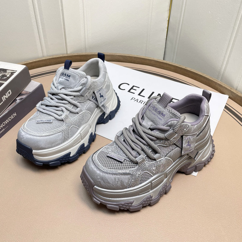 高鹏配阔腿裤的老爹鞋女款真皮2026春新款厚底增高显脚小休闲女鞋