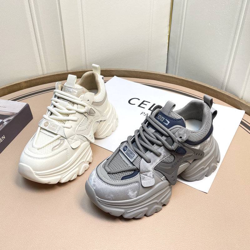 高鹏真皮老爹鞋女小个子增高2026春季新款轻便厚底超火休闲女鞋潮,女鞋,老爹鞋,淘宝优惠券,粉丝福利购,淘宝优惠卷