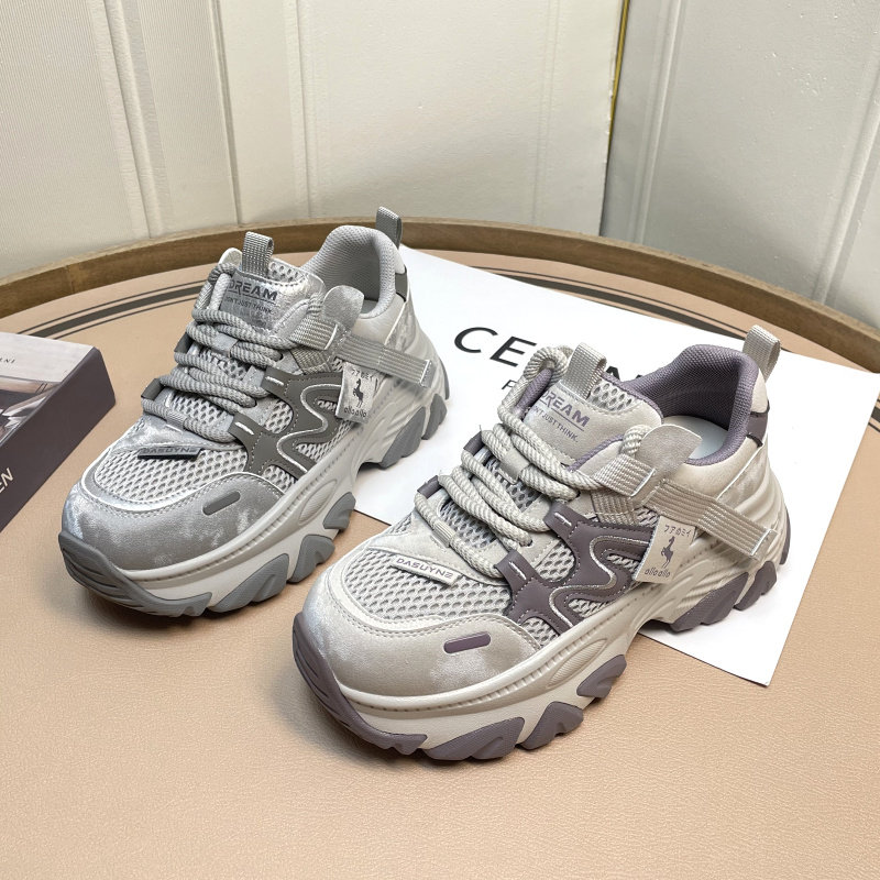 高鹏真皮老爹鞋女款2026新款春季厚底显脚小超火增高运动女鞋潮酷,女鞋,老爹鞋,淘宝优惠券,粉丝福利购,淘宝优惠卷