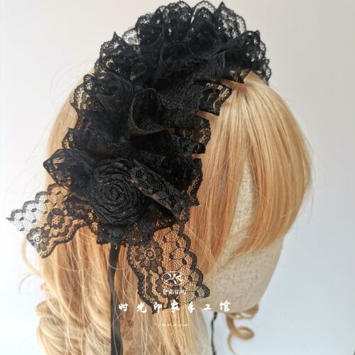 手作蕾丝Lolita洛丽塔头饰doll感蝴蝶结发带KC哥特暗黑lo娘发饰