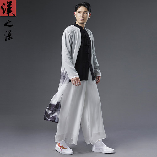 假两件古风禅意演出服青年长衫