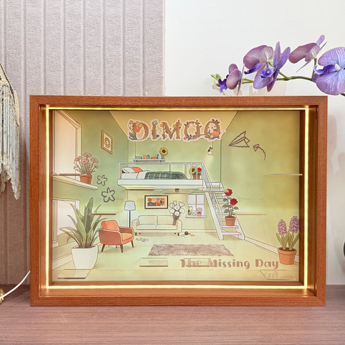 如果今天星期八带灯展示盒场景收纳可壁挂相框盲盒收纳展示