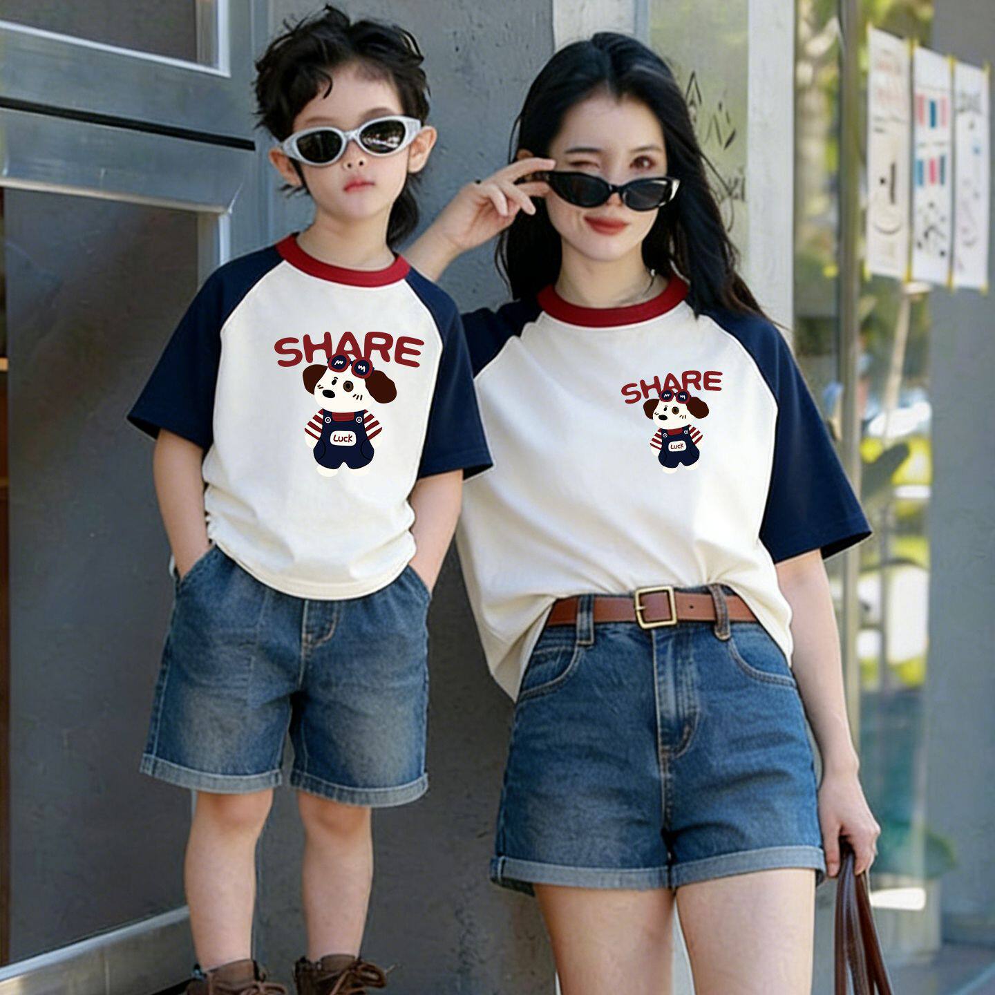 亲子装夏装2026新款一家三口四口夏季纯棉休闲母子母女短袖t恤潮