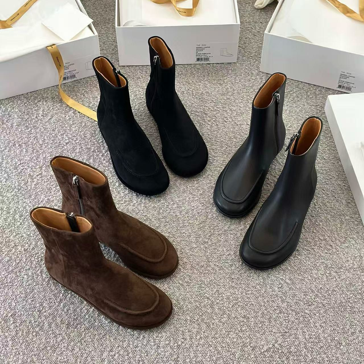 外贸原单ROW风真皮切尔西靴