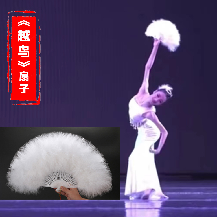 傣族越鸟扇子舞剧目春灵羽毛扇原版走秀扇子艺考专用成人儿童款