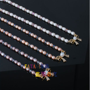 天然淡水珍珠项链女蝴蝶结吊坠2024新款爆款锁骨链轻奢小众配旗袍