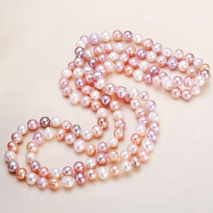 天然淡水珍珠项链毛衣链长款双层重叠佩戴高级轻奢个性百搭配饰链