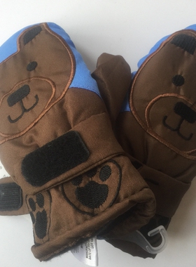 3M新雪丽防泼水加厚防滑绣花图案学生2~4岁儿童连指闷指鸭掌手套