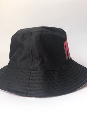 春夏秋正反两面戴黑粉色卡通动物女款渔夫帽盆帽遮阳防晒旅游沙滩