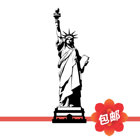自由女神像美国纽约标志建筑墙贴画海报家居玻璃门镂空装饰墙贴纸