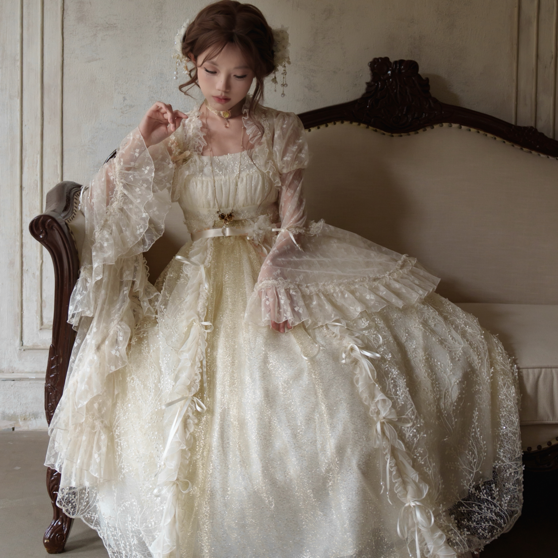 【定金】金银花树系列Lolita姬袖外套针织开衫帝政风宫廷