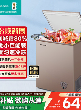 【占地小巨能装】海信100L冰柜家用小型冷藏冷冻柜卧式租房