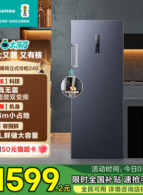 海信大薄荷240升冰柜立式变频家用冷柜风冷无霜母乳冷藏冷冻节能