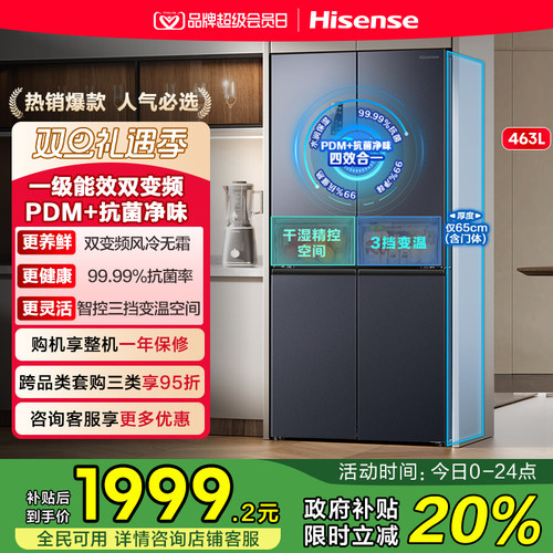 全网热卖海信463超薄净味冰箱