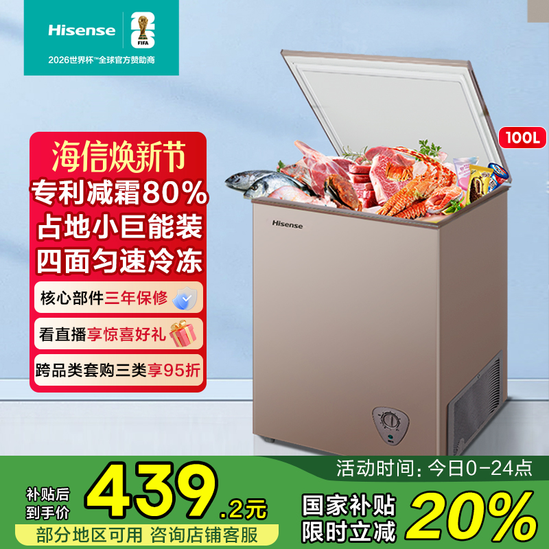 囤鲜海信冰柜小型冷藏冷冻卧式