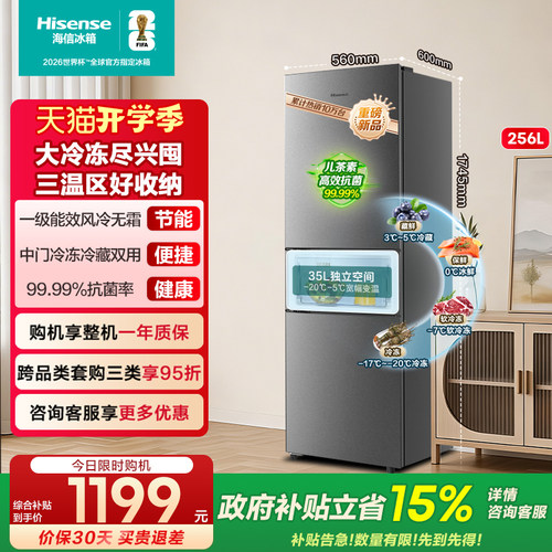 热卖5万+海信256L一级节能小冰箱