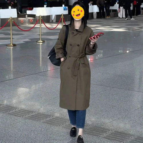 韩系小众独特别致工装风中长款外套春秋新款小个子韩系气质女风衣