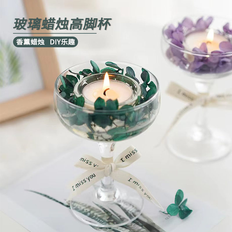 玻璃高脚烛台杯DIY创意水晶干花蜡烛杯刮刀花冰淇淋甜品蜡烛容器,家居饰品,烛台,淘宝优惠券,粉丝福利购,淘宝优惠卷