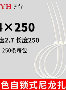 CSYH自锁式尼龙扎带 白色4*250MM500条/包宽2.8MM塑料封条