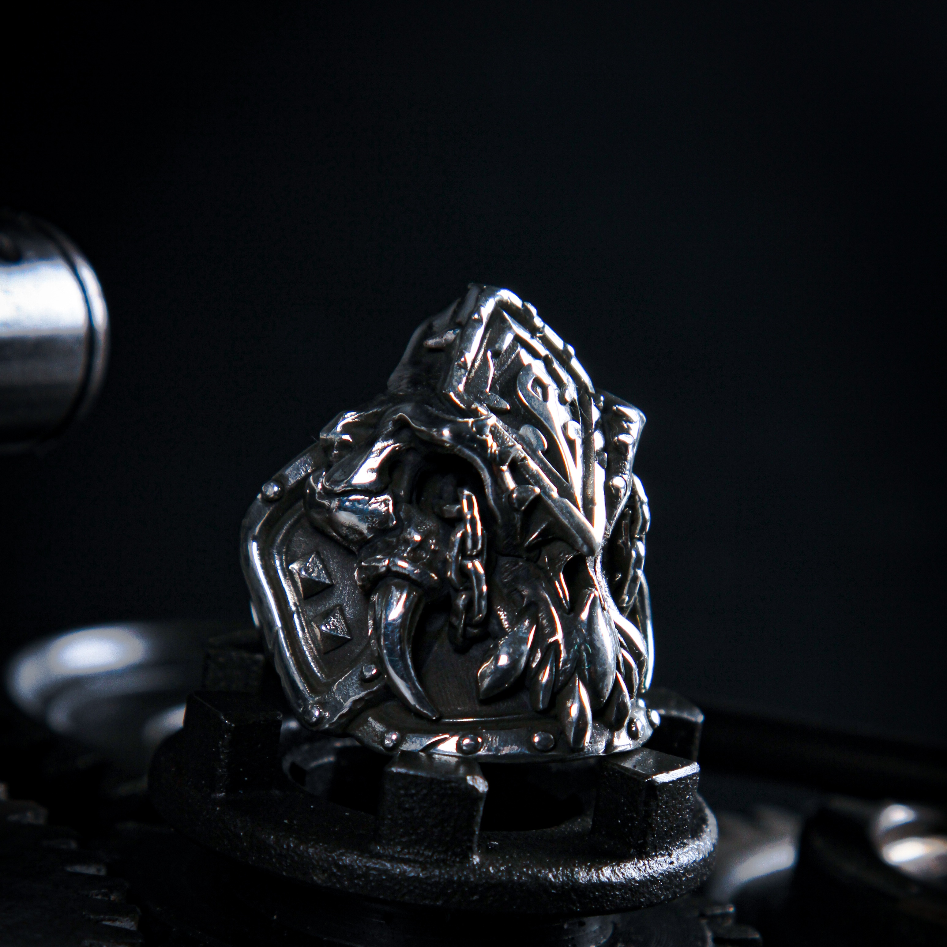 渡鸦原创魔兽世界主题兽人银戒指