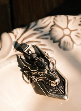 渡鸦默物原创机械睚眦手工银吊坠