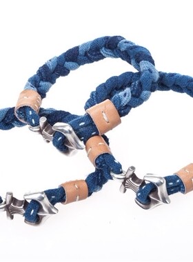 SBC&渡鸦工作室合作款植物蓝染手环手工纯银船锚个性潮人情侣手链